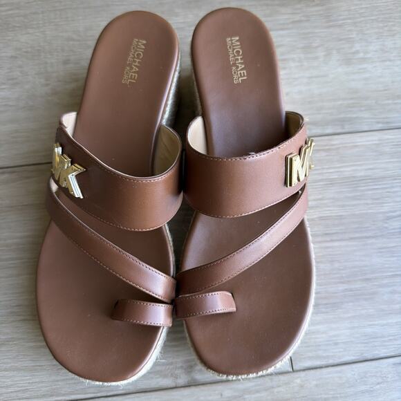 Michael Kors Sidney Espadrille Wedge Sandal Tan Brown - Size US 8.5 - Picture 1 of 7
